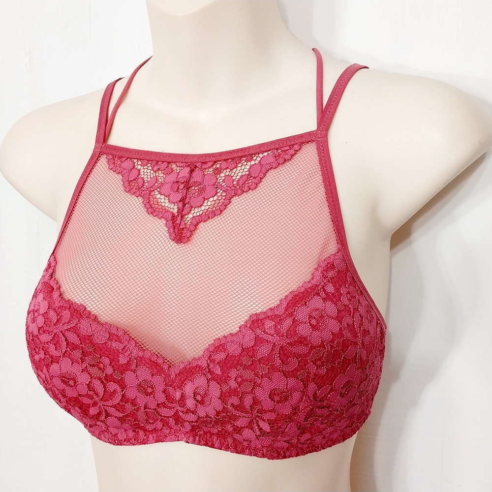 🔵BOGO FREE🔵 Xhilaration Bralette High Neckline Pink Lace Sz XS